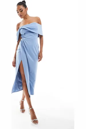 True Violet Bardot midi dress in dusky