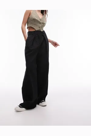 Topshop Darted hem detail tailored wide leg trouser in