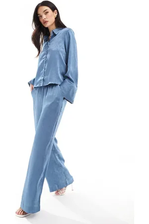 VERO MODA Jacquard wide leg trouser co-ord in calm powder