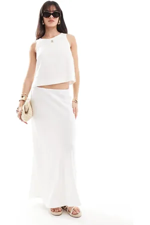 New Look Linen mix midi skirt in