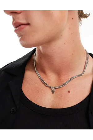 FADED FUTURE Multirow chain and cross necklace in