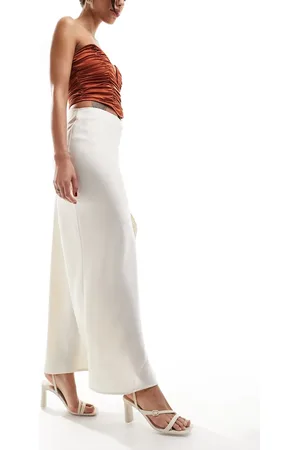 Pretty Lavish Satin maxi skirt in oyster