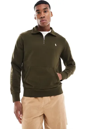 Ralph Lauren Icon logo loopback terry half zip rugby sweatshirt in