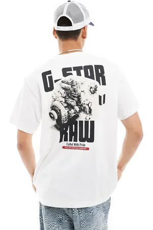 G-Star Oversized t-shirt in with engine logo chest and back print
