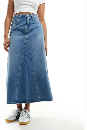 VERO MODA A-line denim maxi skirt in medium wash