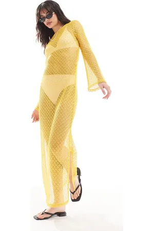 Something New Styled by Claudia Bhimra sheer crochet low tie back maxi dress in