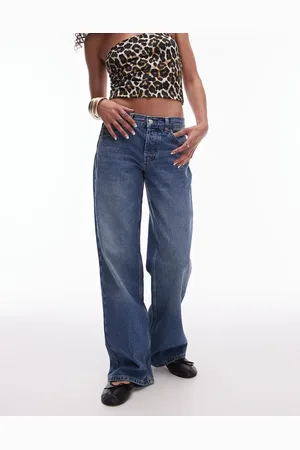 Topshop Ember low rise wide leg jeans in mid