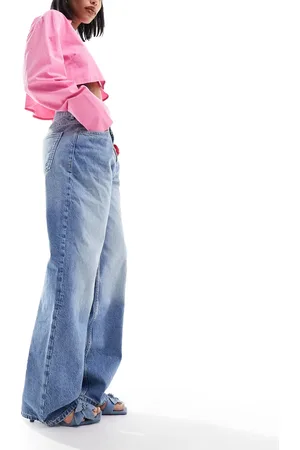 MANGO Adjustable waist baggy jeans in