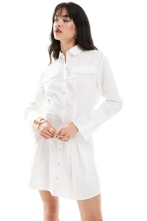 Pimkie Pocket detail flared sleeve cinched waist mini shirt dress in