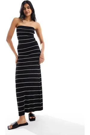 Pretty Lavish Knit maxi skirt co-ord in monchrome stripe