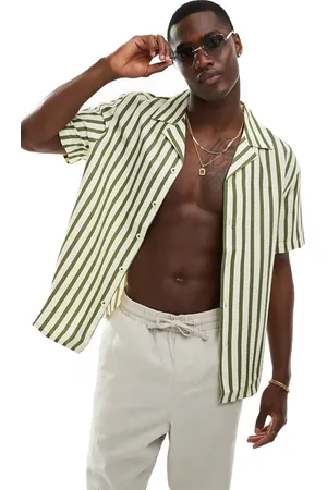 River Island Seersucker striped shirt in khaki