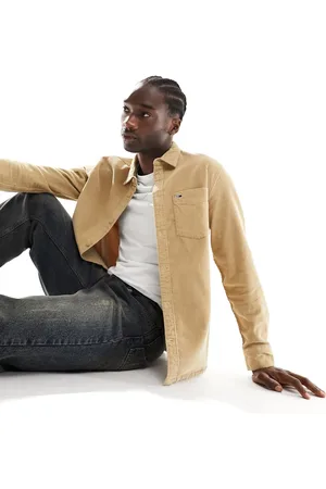 Tommy Hilfiger Relaxed logo corduroy shirt in sand