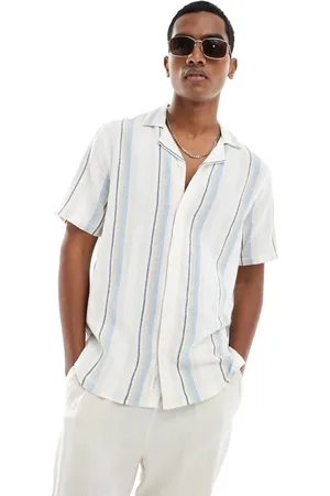 Hollister Dobby short sleeve striped shirt in off