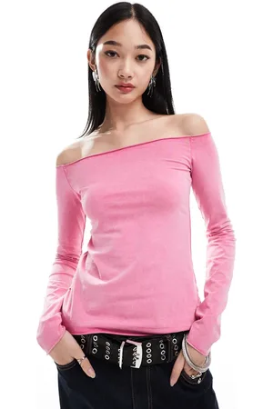 Monki Off the shoulder relaxed fit long sleeve top in