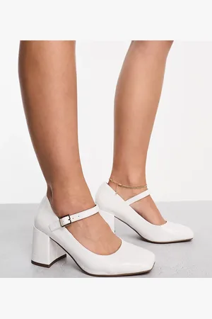 ASOS Wide Fit Selene mary jane mid block heeled shoes in croc