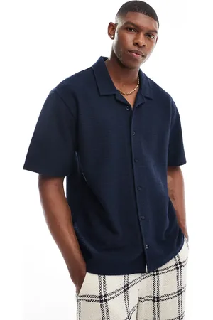 Threadbare Textured shirt with revere collar in