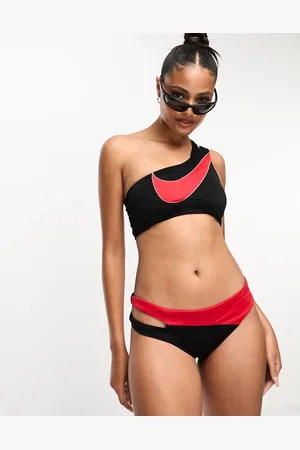 Nike Icon Sneakerkini asymmetrical bikini bottoms in and red