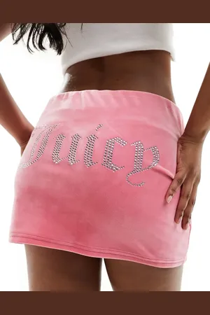 Juicy Couture Diamante velour mini skirt in lemonade