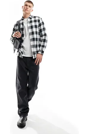 JACK & JONES Buffalo check shirt in black and