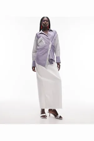 Topshop Mix match stripes asymetric shirt in
