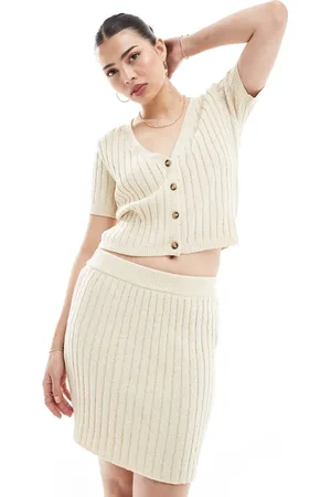 VERO MODA Aware lightweight knitted mini skirt co-ord in cream