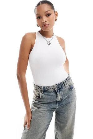 Pull&Bear Polyamide cross back racer bodysuit in