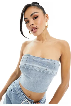 Simmi London Simmi bandeau buckle detail denim top co-ord in