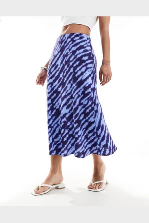 MANGO Satin printed midi skirt in
