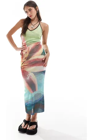 MANGO X Siedres flower printed halterneck dress in