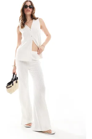 MANGO Textured co-ord trousers in