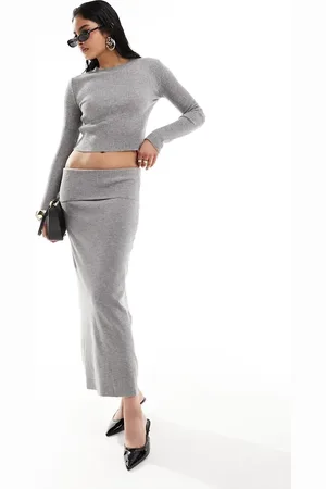 MANGO Knitted fold over co-ord skirt in