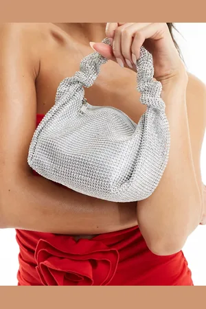 True Decadence Crystal shoulder bag with ruched handle in