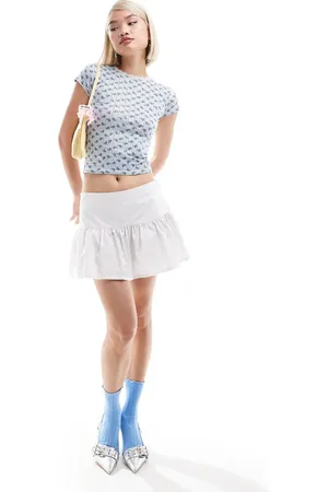 Motel Kiyowo ruffle cotton mini skirt in