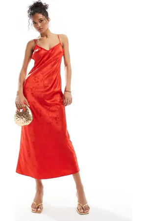 Miss Selfridge Satin jacquard strap back maxi slip dress in jacquard