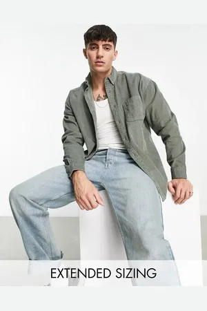 ASOS 90s oversized cord shirt in sage