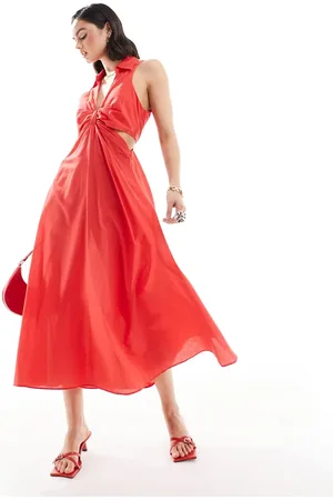 MANGO Split side midi dress in
