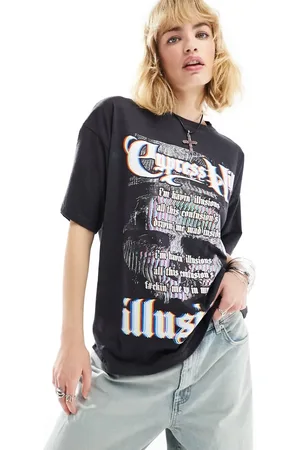 Daisy Street Oversized Cypress Hill illusions t-shirt in charcoal