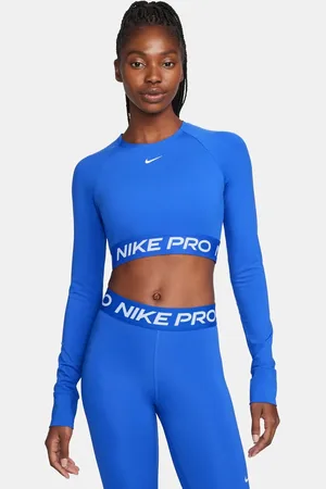 Nike Nike Pro Training Dri-FIT 365 long sleeve crop top in hyper royal