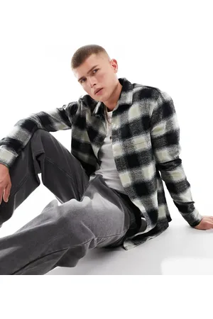 River Island Long sleeve buffalo fade shirt in