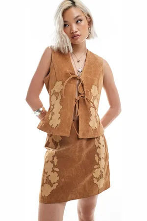 Reclaimed Limited edition western suede tie front waistcoat