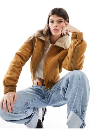 MANGO Washed aviator jacket in