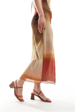MANGO Square toe heeled sandal in