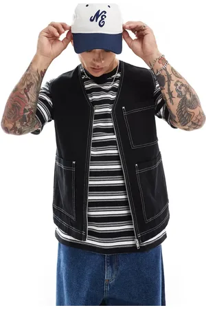 ASOS Utility gilet with contrast stitch in washed