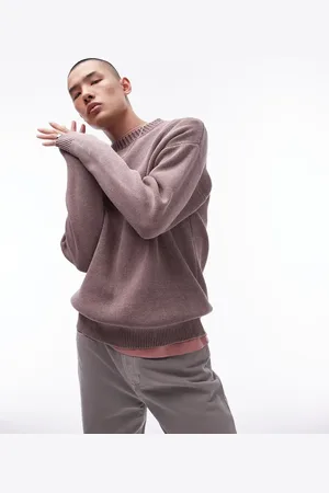 Topman Acid wash relaxed fit jumper in mauve