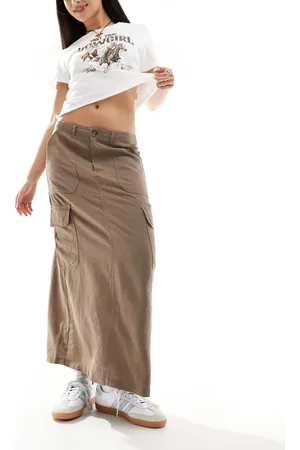 ONLY Linen mix midi cargo skirt co-ord in washed