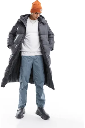 ASOS Longline puffer coat with hood in