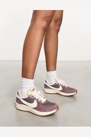Nike Waffle Debut trainers in plum and off white
