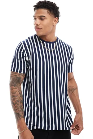 Brave Soul Verticle stripe t-shirt in & white