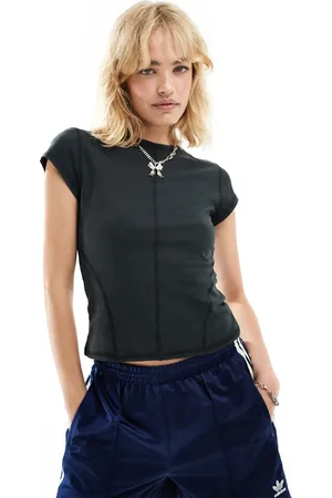 Weekday Frida 90s shrunken fit t-shirt with exposed seams in washed