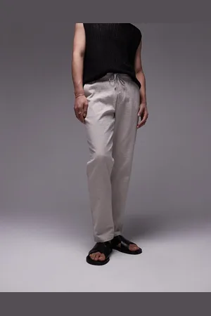 Topman Straight leg textured trousers in stone